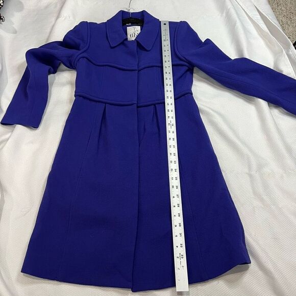 Tibi Purple Wool Snap Button Dress Pea‎ Coat Sz 6 - Picture 7 of 11